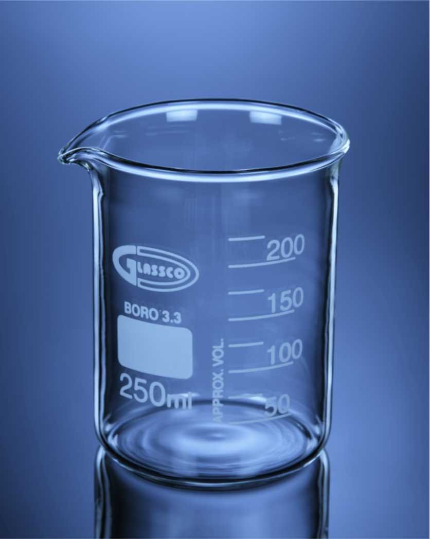 Glassco Low Form DIN Graduated Borosilicate Laboratory Glass Beaker — Varen Scientific Ireland