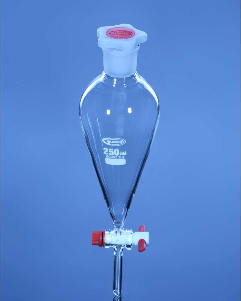 Separating Funnel Squibb Shape with PTFE Stopcock
