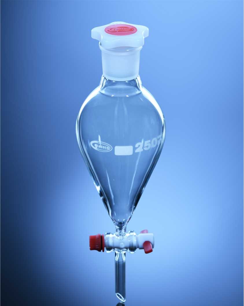 Glassco Pear Shape Separating Funnel PTFE Stopcock ISO — Varen Scientific Ireland