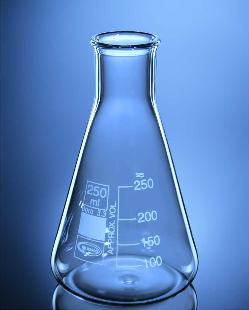 Glassco Narrow Mouth Erlenmeyer Flask DIN Graduated